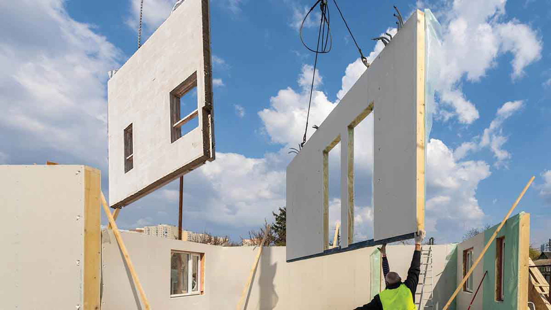 Construction of prefabricated buildings on sites